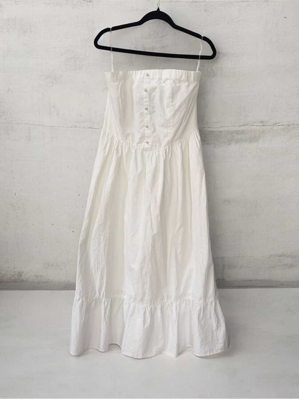 Wrangler White Strapless Button-Front Midi Dress